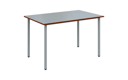 JSB 120N Jídelní stůl 1200 x 800 mm, deska šedá s hranou cihlově červená / podnož stříbrná